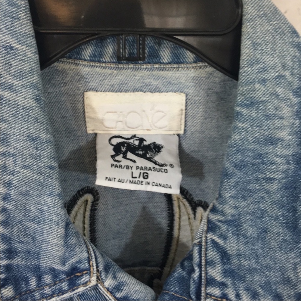 Vtg. Parasuco Denim Vest ~ Eagle Embroidery Light Wash Denim   size Large - Picture 9 of 11